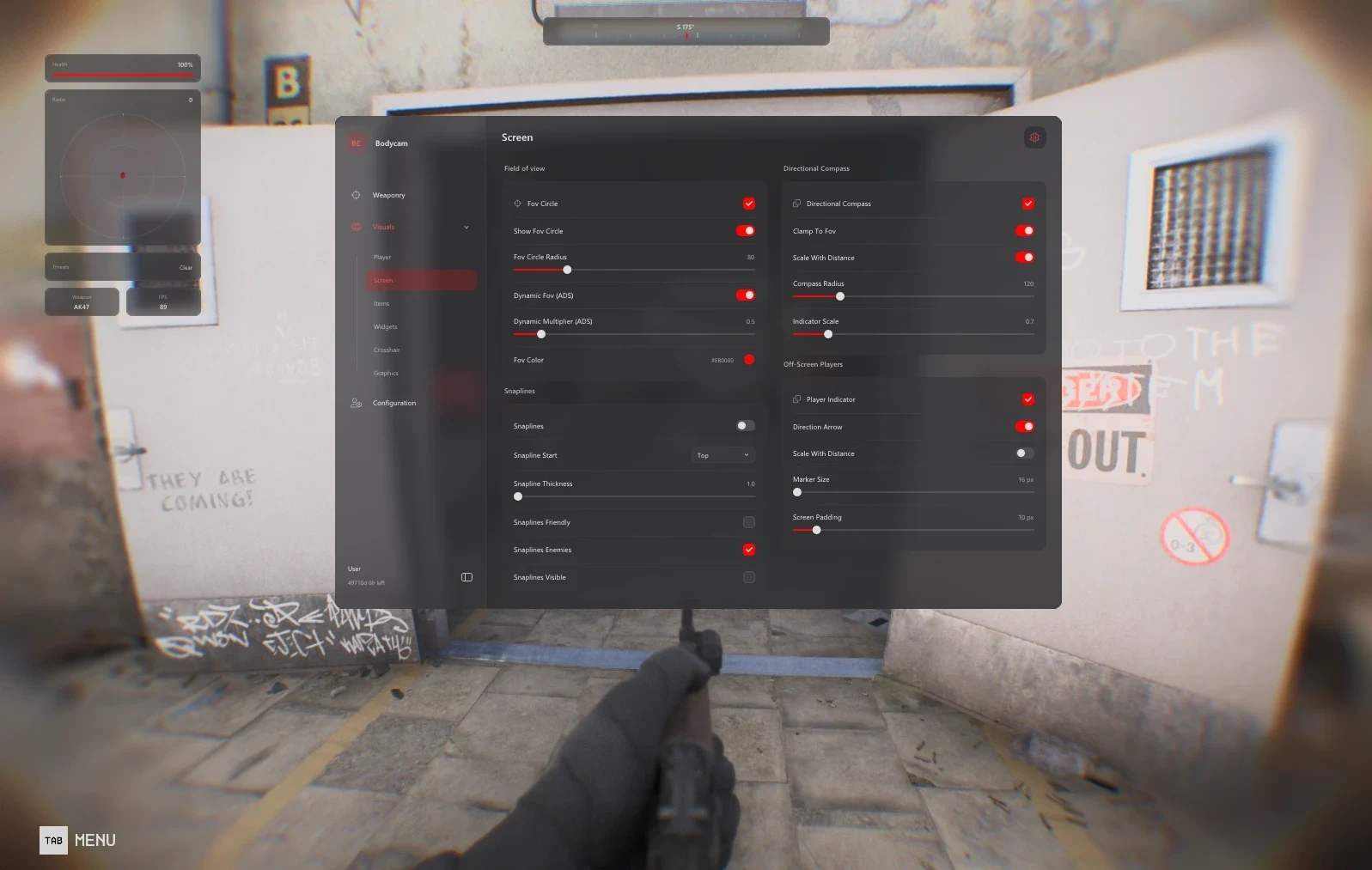 Toshi - Bodycam Menu
